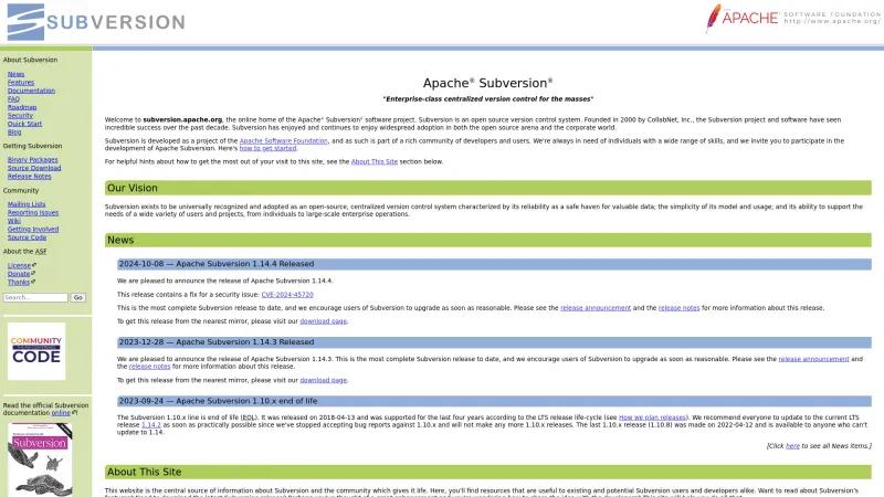 Homepage of Apache Subversion