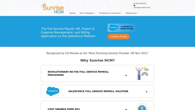 Homepage of Sunrise HCM