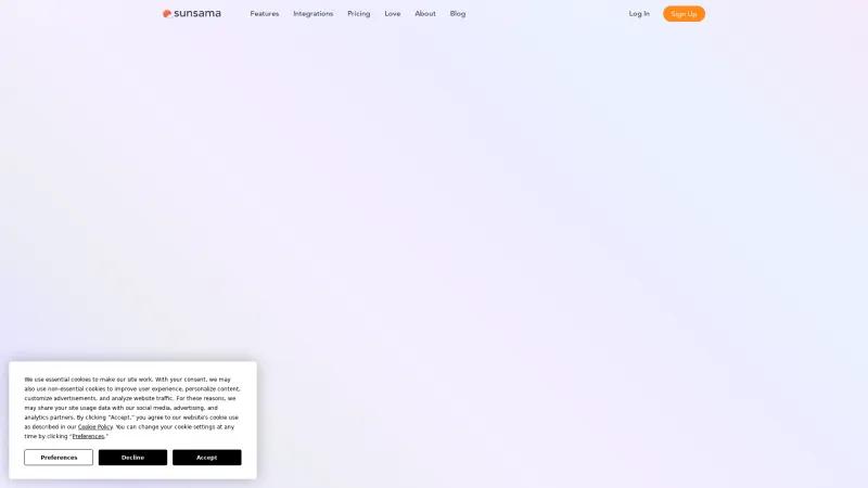 Homepage of Sunsama