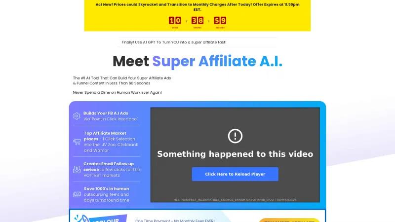 Homepage of Super Affiliate AI