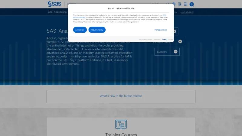 Homepage of SAS Analytics for IoT