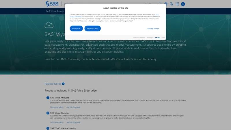 Homepage of SAS Visual Data Science Decisioning