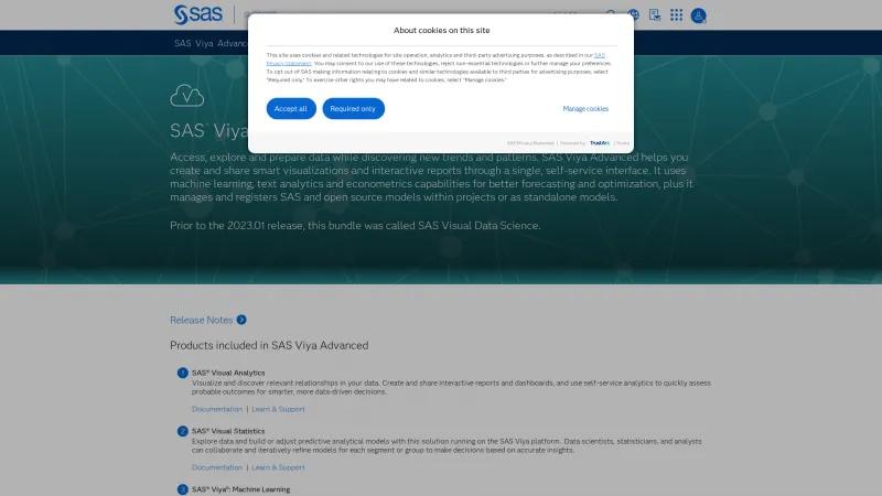 Homepage of SAS Visual Data Science