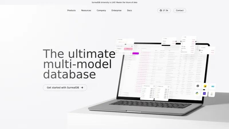 Homepage of SurrealDB