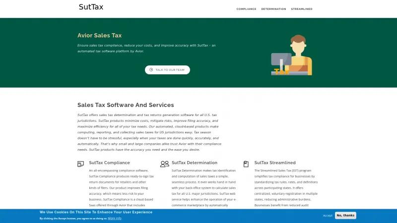 Homepage of SutTax