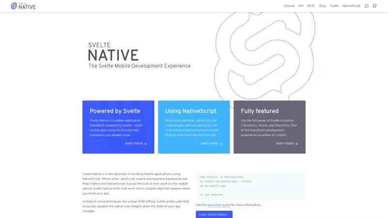 Homepage of Svelte Native