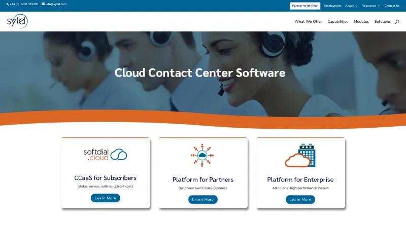 Homepage of Softdial Contact Center