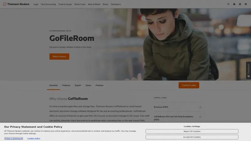 Homepage of GoFileRoom