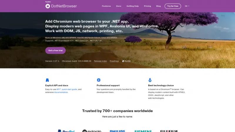 Homepage of DotNetBrowser