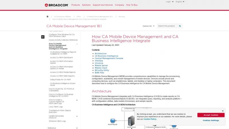 Homepage of CA Mobile Device Management