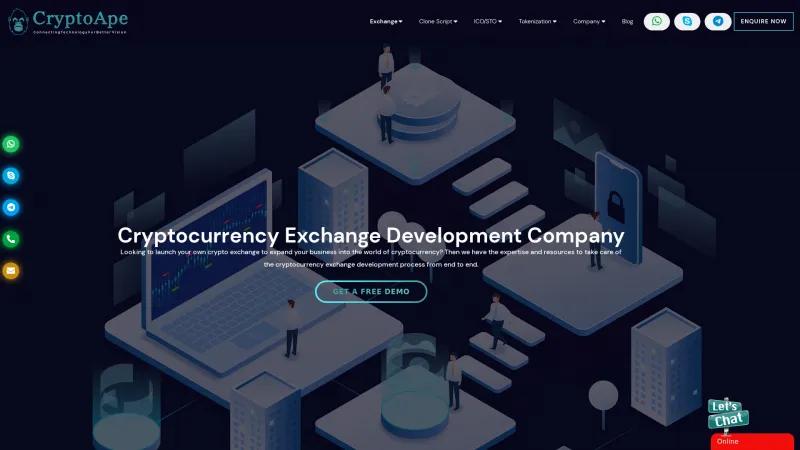 Homepage of CryptoApe