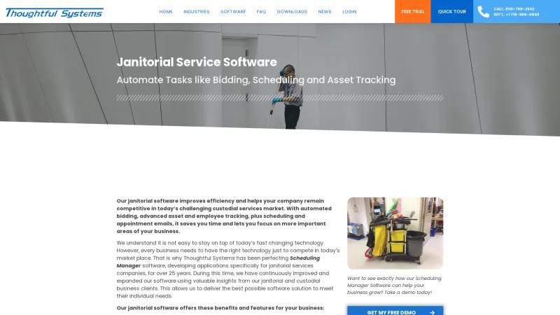 Homepage of Janitorial Service Software