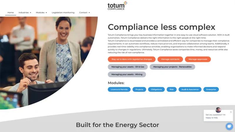 Homepage of Totum Compliance