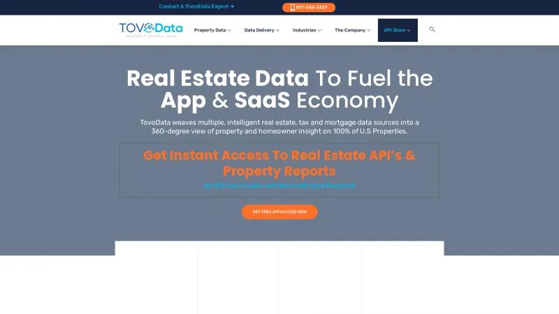 Homepage of TovoData