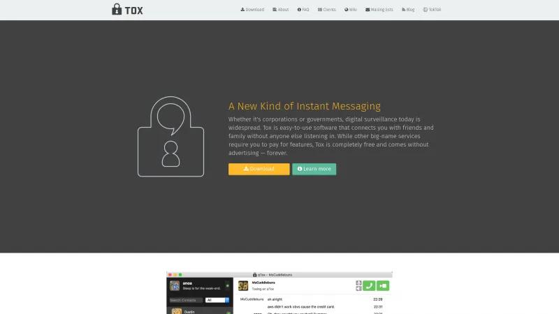 Homepage of Tox