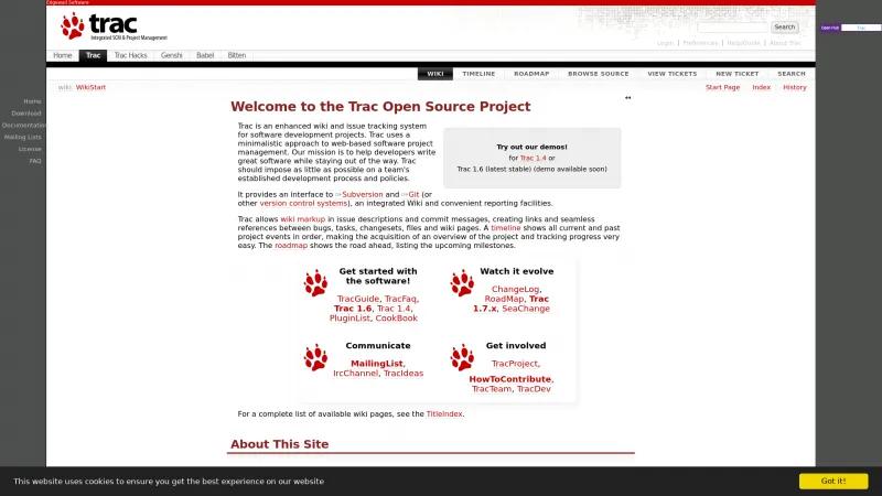 Homepage of Trac