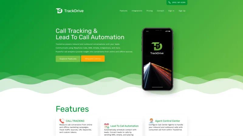 Homepage of TrackDrive