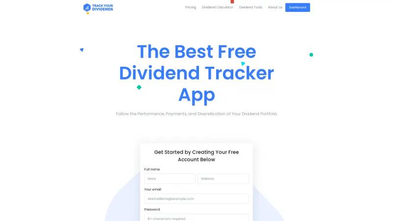 Homepage of Track Your Dividends