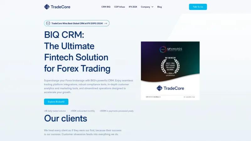 Homepage of TradeCore