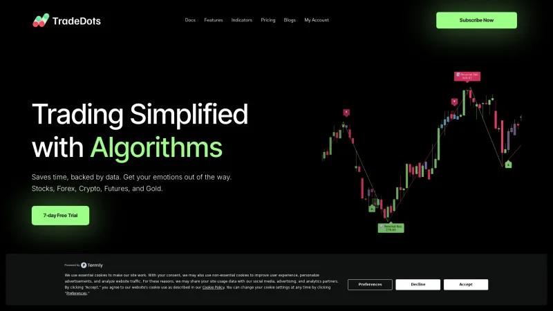 Homepage of TradeDots