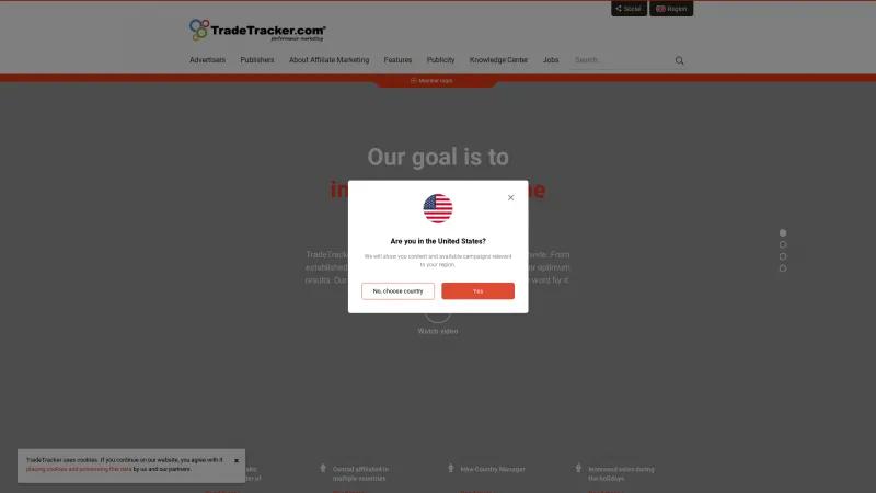 Homepage of TradeTracker