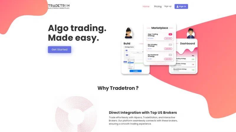 Homepage of Tradetron