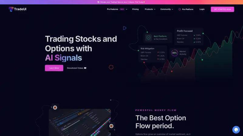 Homepage of TradeUI