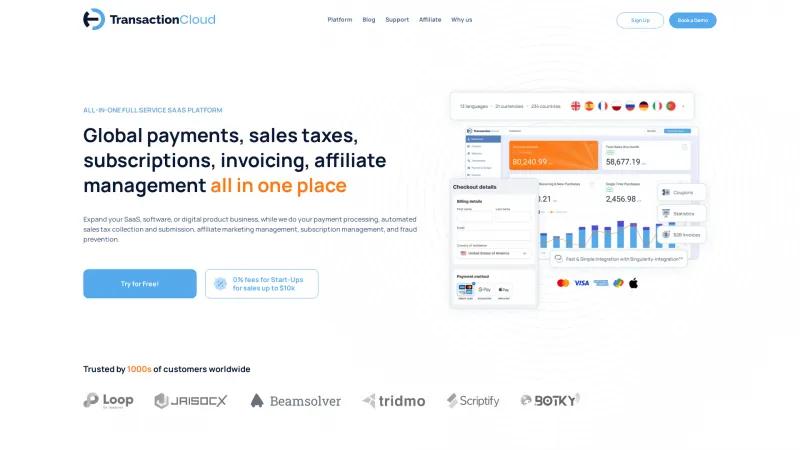 Homepage of Transaction Cloud