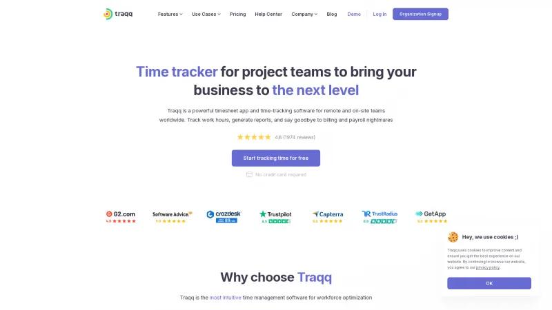 Homepage of Traqq