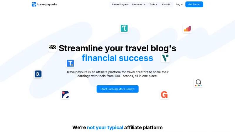 Homepage of Travelpayouts