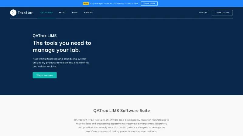 Homepage of QATrax LIMS