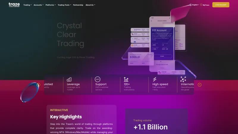 Homepage of Traze