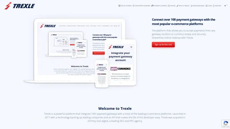 Homepage of Trexle