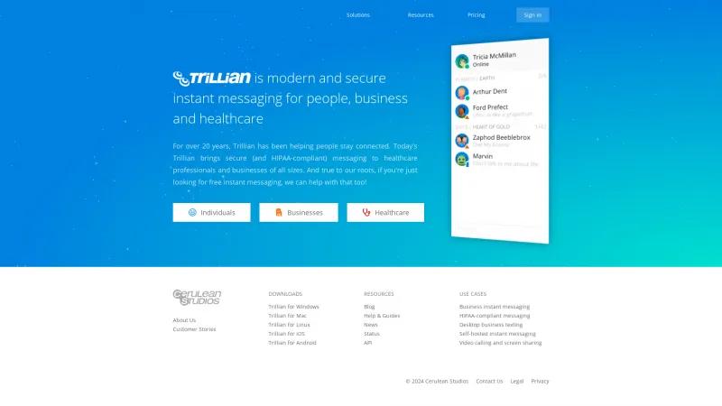 Homepage of Trillian