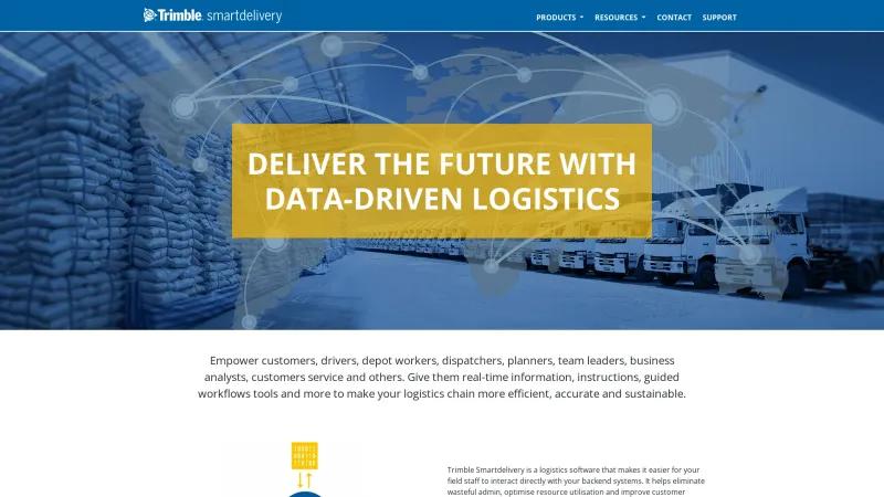 Homepage of Trimble Smartdelivery