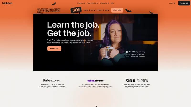 Homepage of TripleTen