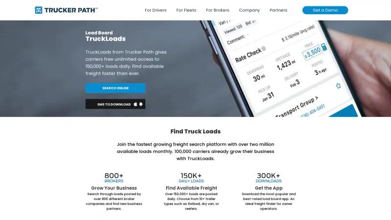 Homepage of Trucker Path