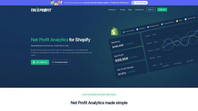 Homepage of TrueProfit