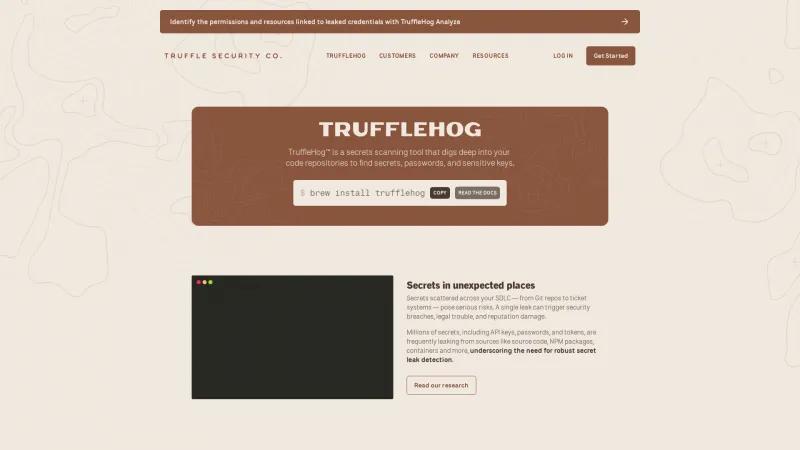 Homepage of TruffleHog