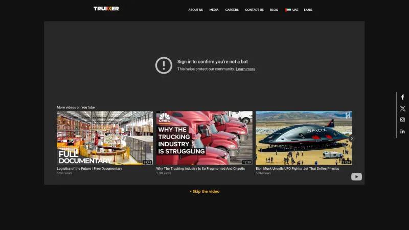 Homepage of TruKKer