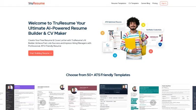 Homepage of TruResume