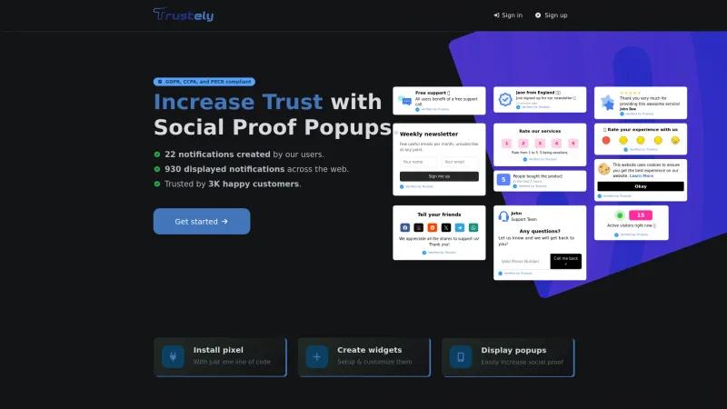 Homepage of Trustely