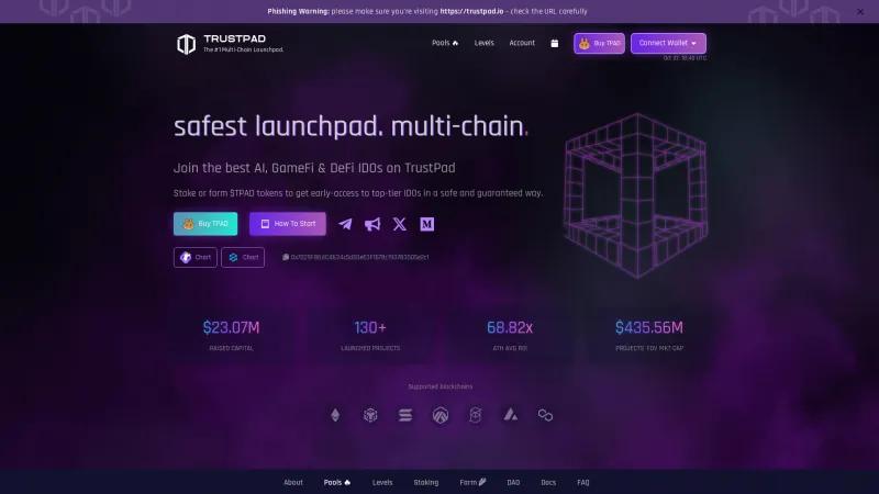 Homepage of TrustPad