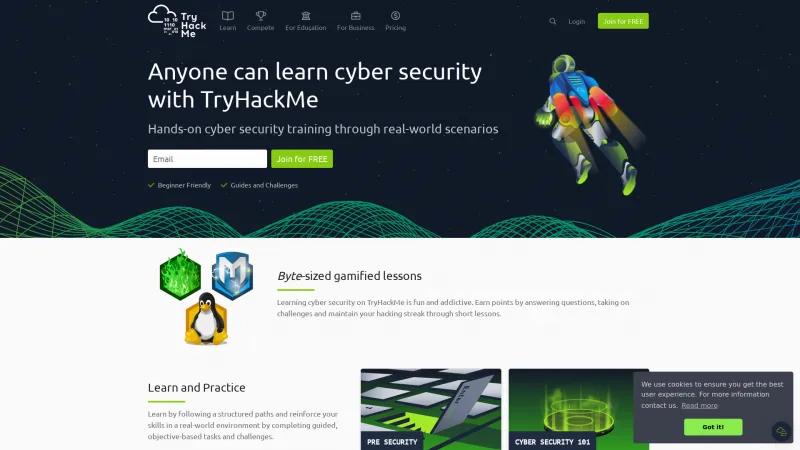 Homepage of TryHackMe