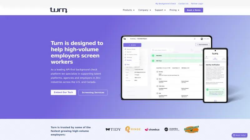 Homepage of Turn