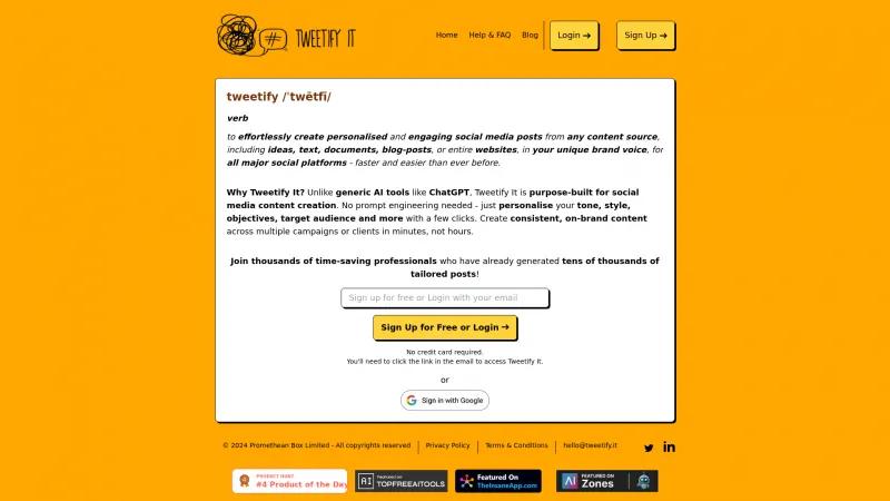 Homepage of Tweetify It