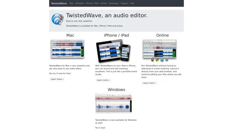 Homepage of TwistedWave