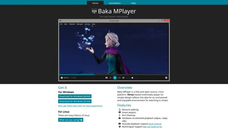 Homepage of Baka MPlayer