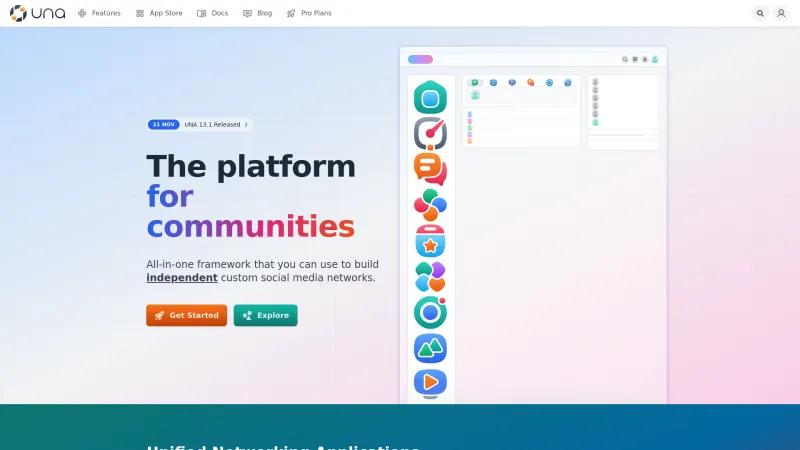 Homepage of UNA.io