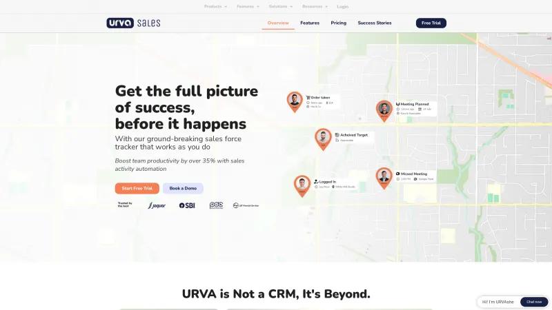 Homepage of URVA Sales